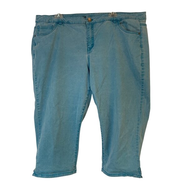 Lane Bryant Plus Size 22 Sky Blue Stretch Capri Jeans Stretch Comfort 9082 - Picture 2 of 9
